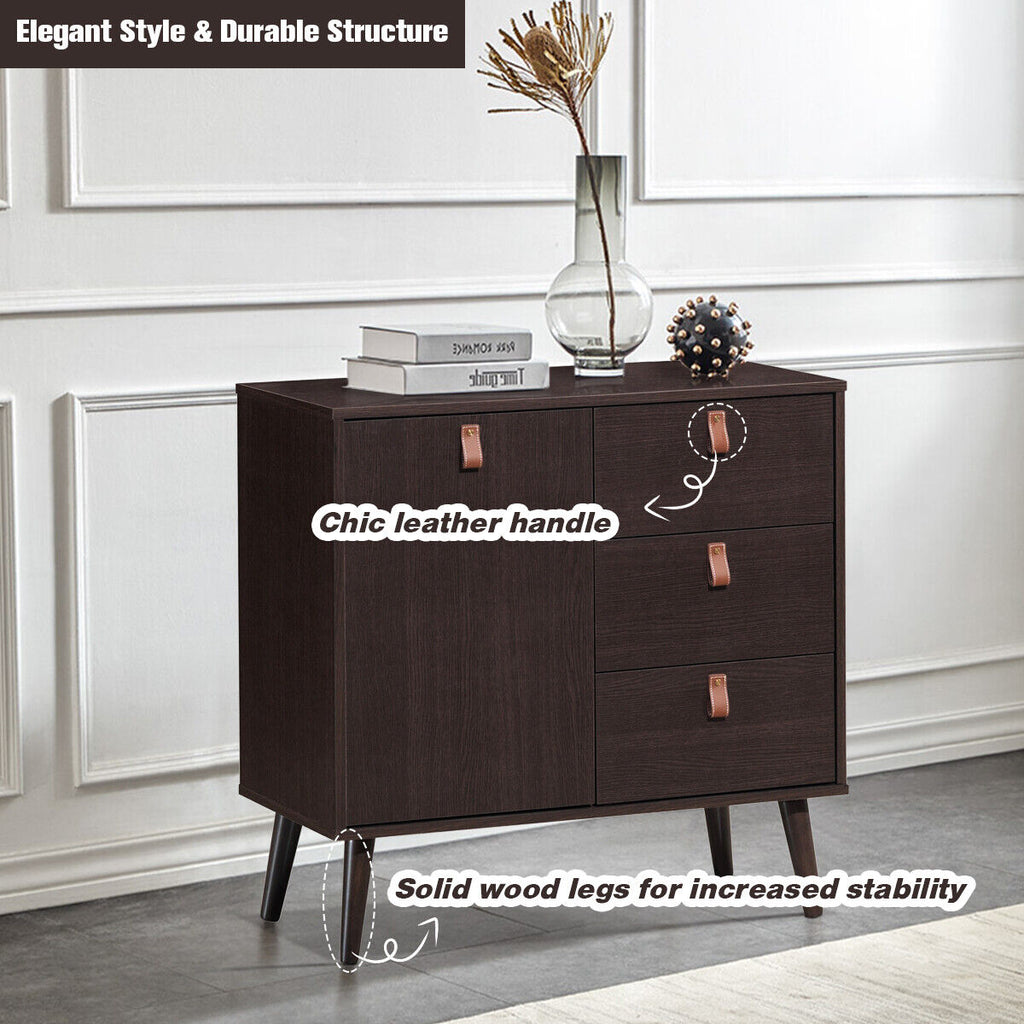 3-Drawer Sideboard Storage Display Cabinet, Brown
