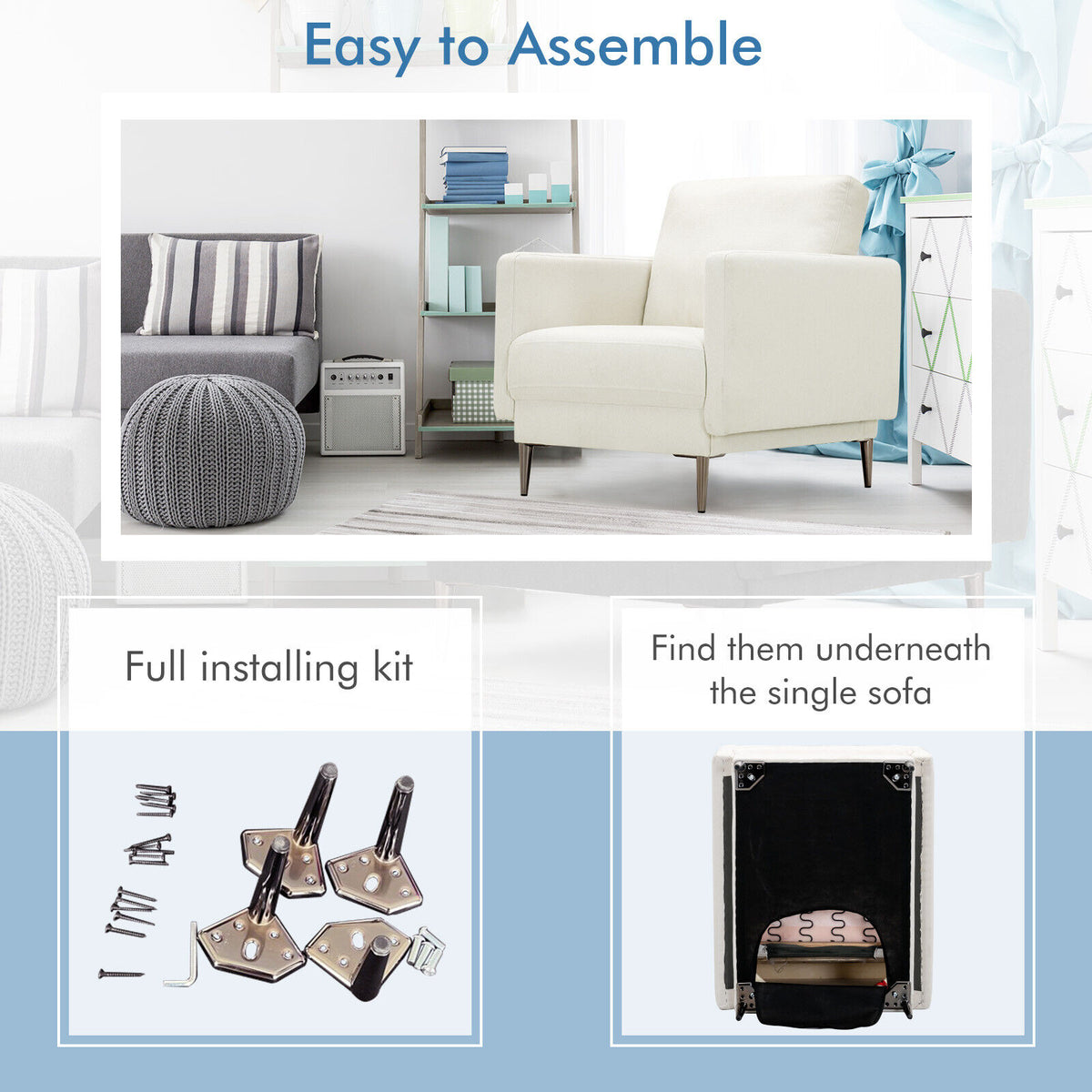 Modern Upholstered Accent Chair White