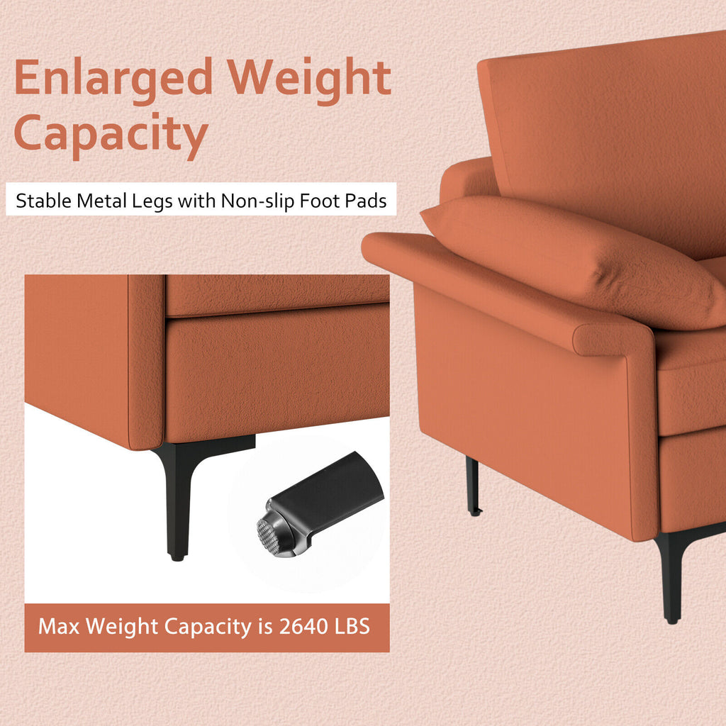 4-Seat L-Shaped Sectional Sofa with Reversible Chaise, Rust Red