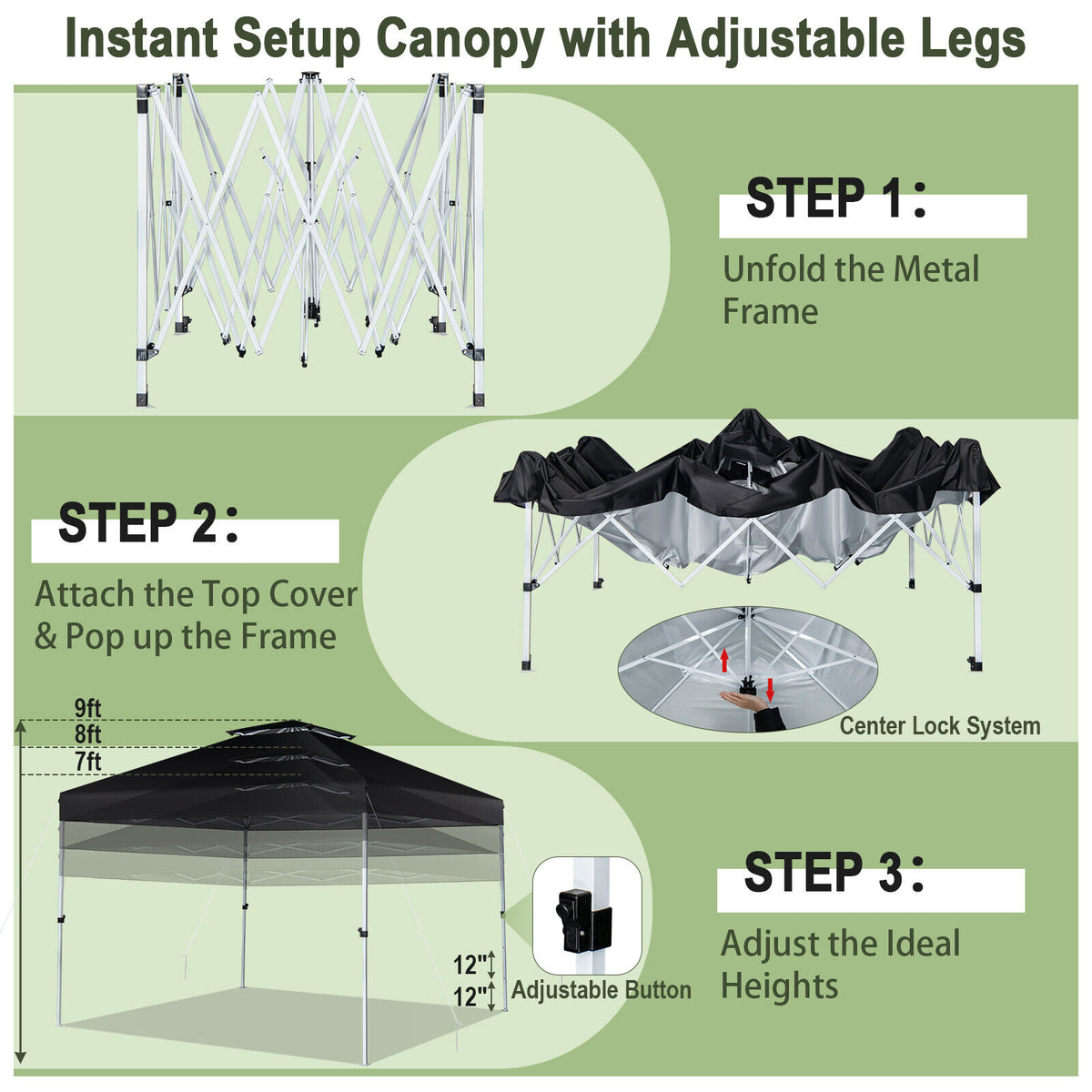 2-Tier 10 x Feet Pop-up Canopy Tent with Wheeled Carry Bag