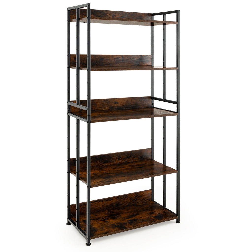 3-Tier Industrial Bookshelf with Adjustable Metal Frame Shelves