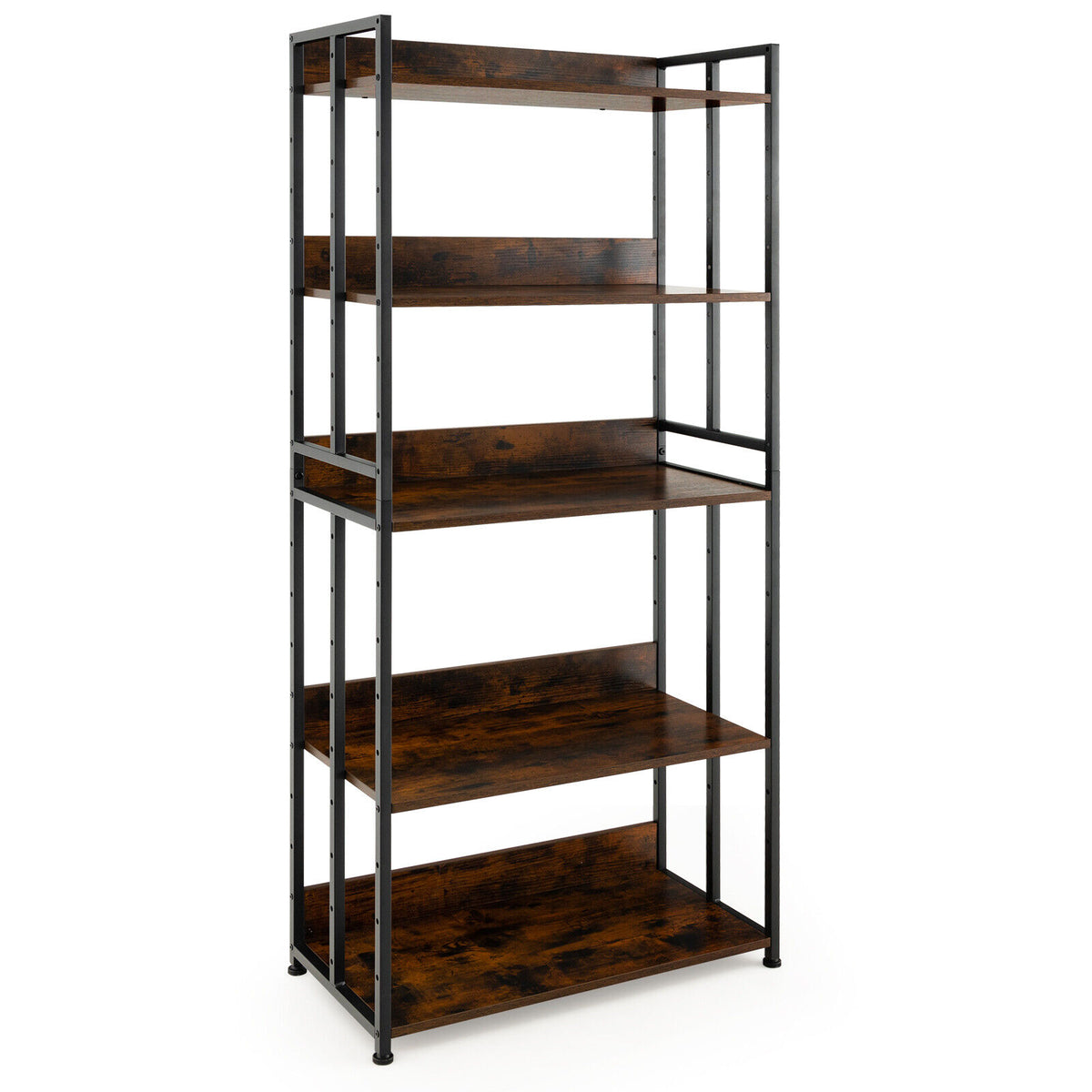 3-Tier Industrial Bookshelf with Adjustable Metal Frame Shelves