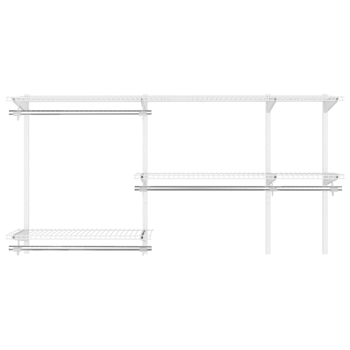 Closet Organizer System 3-5 Feet Wall-Mounted with Hang Rod, White