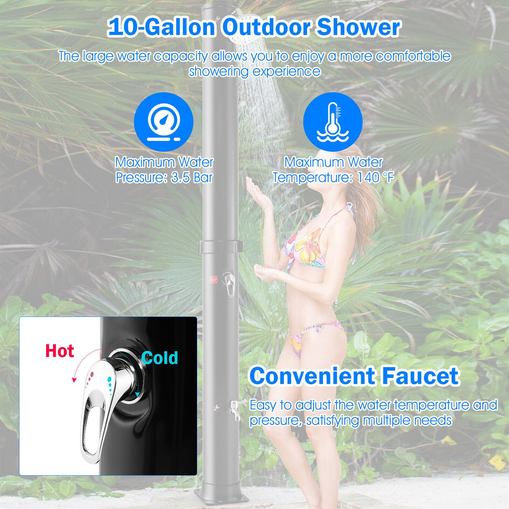 Solar Outdoor Shower 7.2 Ft 10 Gallon – Black