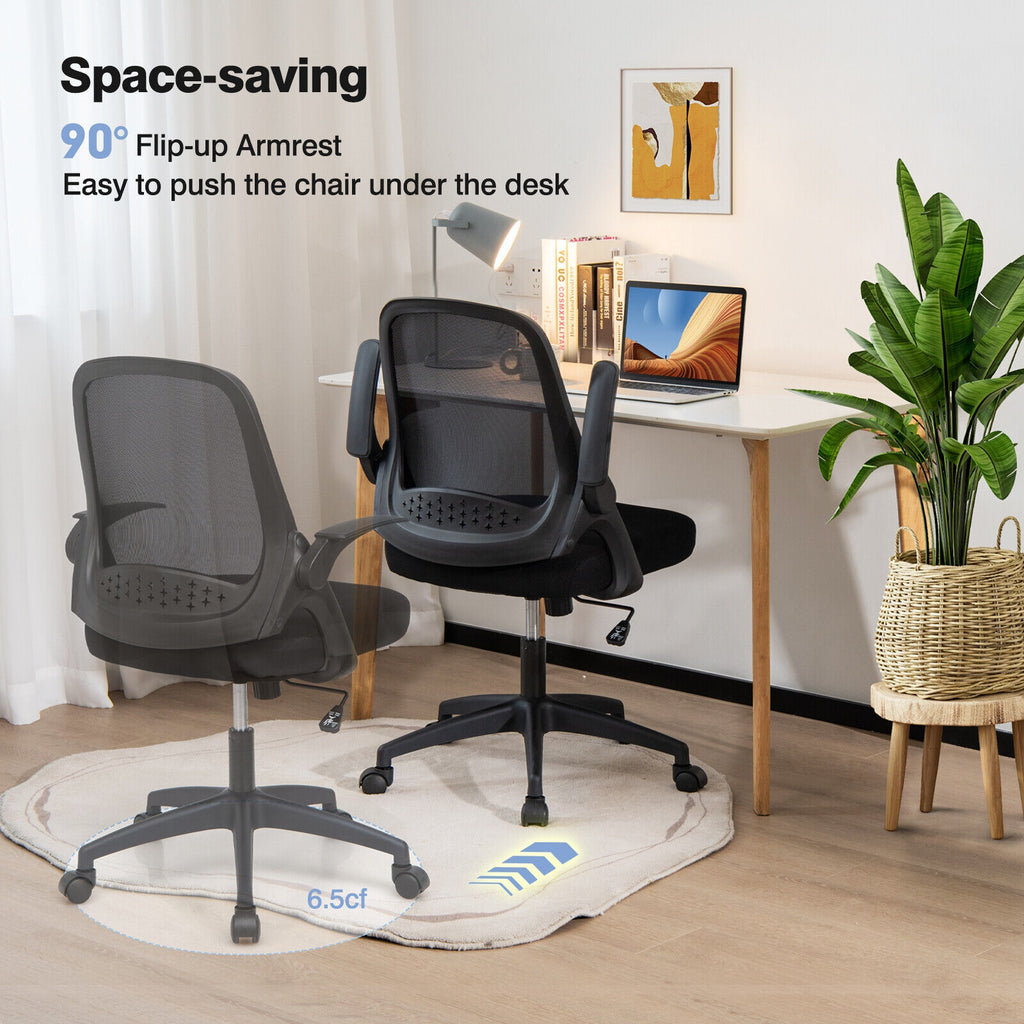 Adjustable Mesh Office Chair with Flip-up Armrest - Black