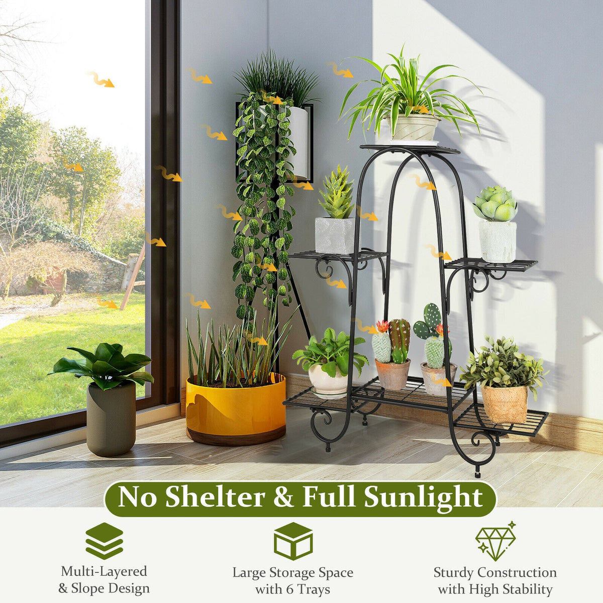 6-Tier Plant Stand with Adjustable Foot Pads