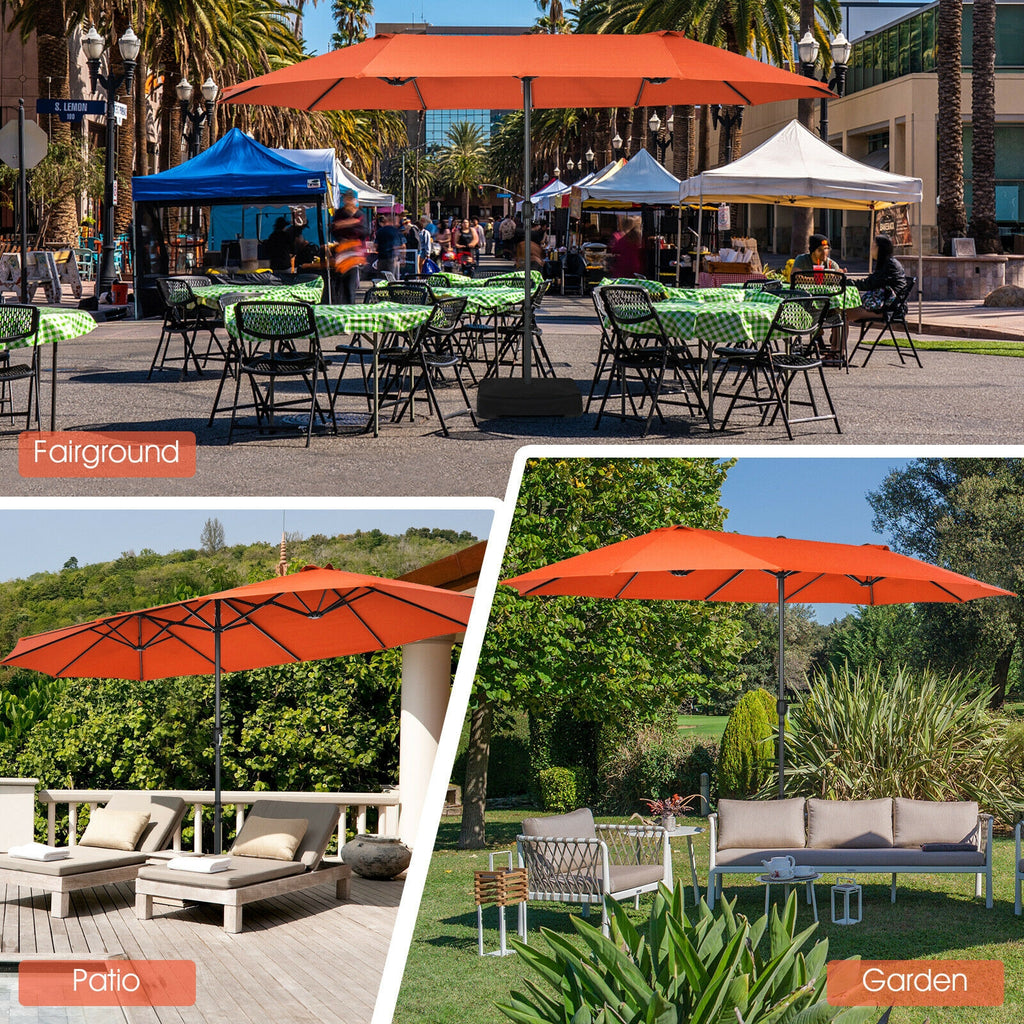 15 Feet Patio Double-Sided Umbrella with Hand-Crank System