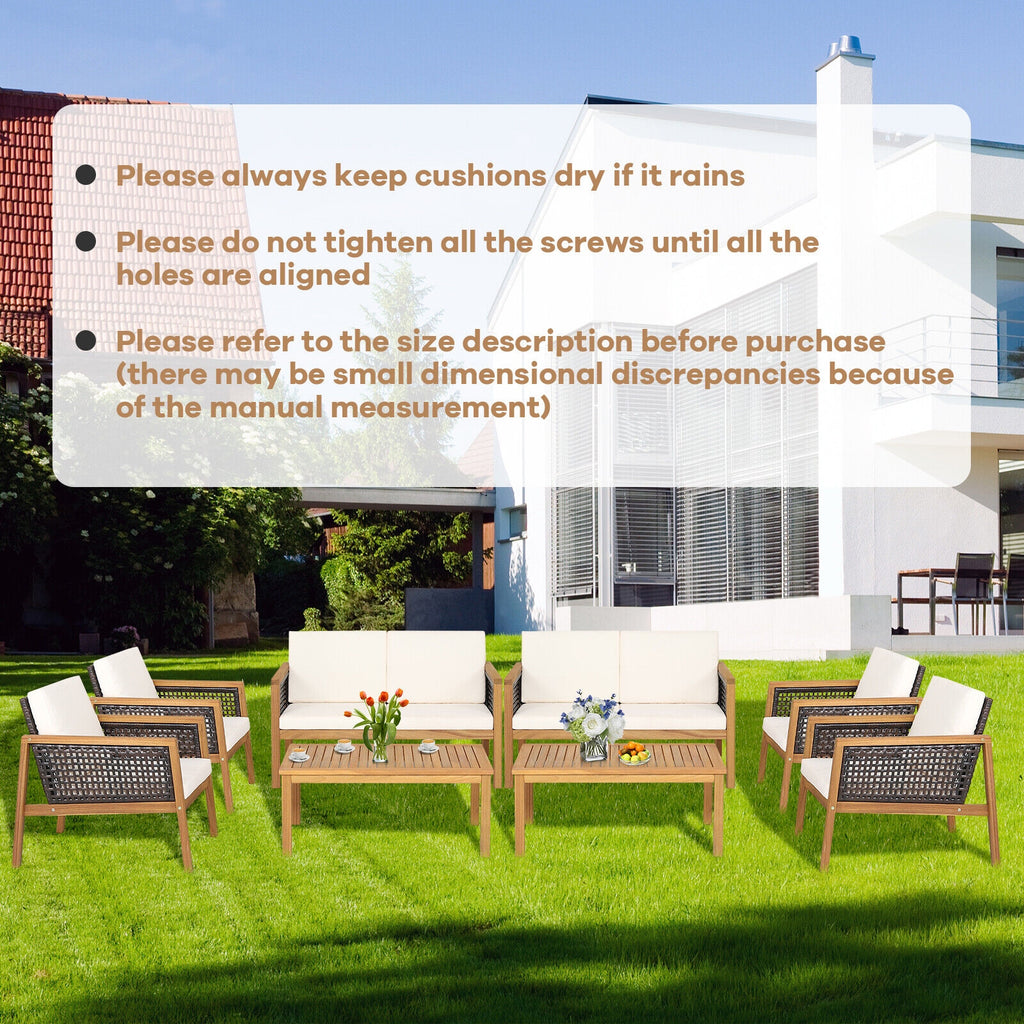 4 Pieces Patio Rattan Furniture Set with Removable Cushions