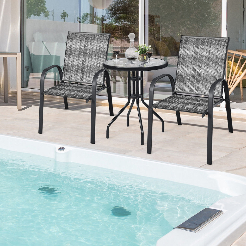 Outdoor Wicker Stackable Chairs Set of 6 - Gray