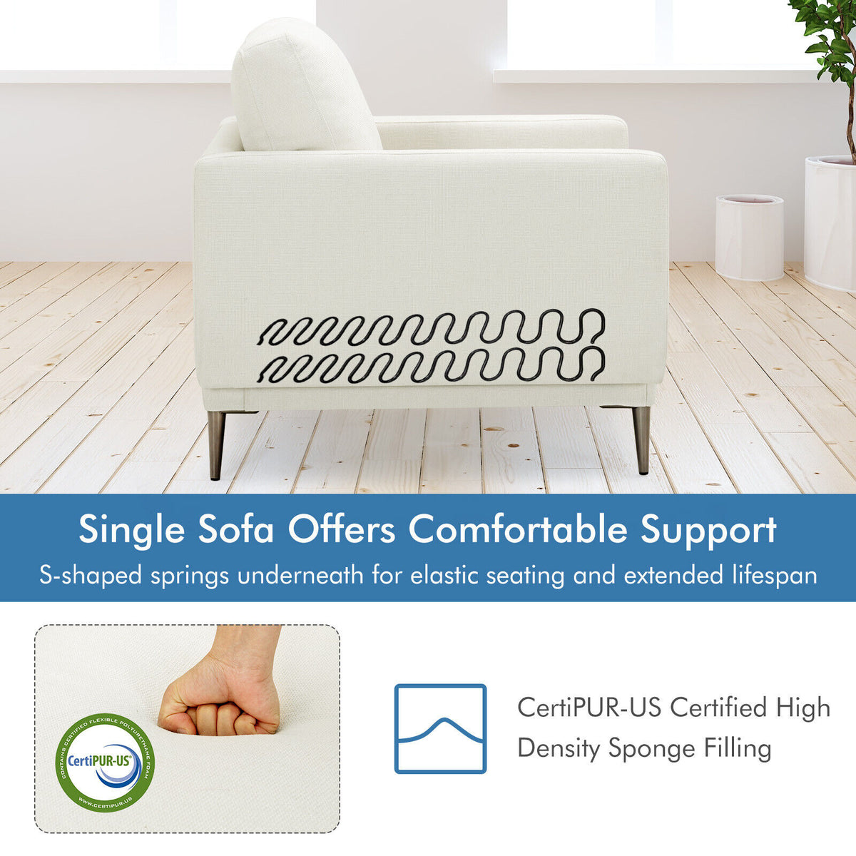 Modern Upholstered Accent Chair White