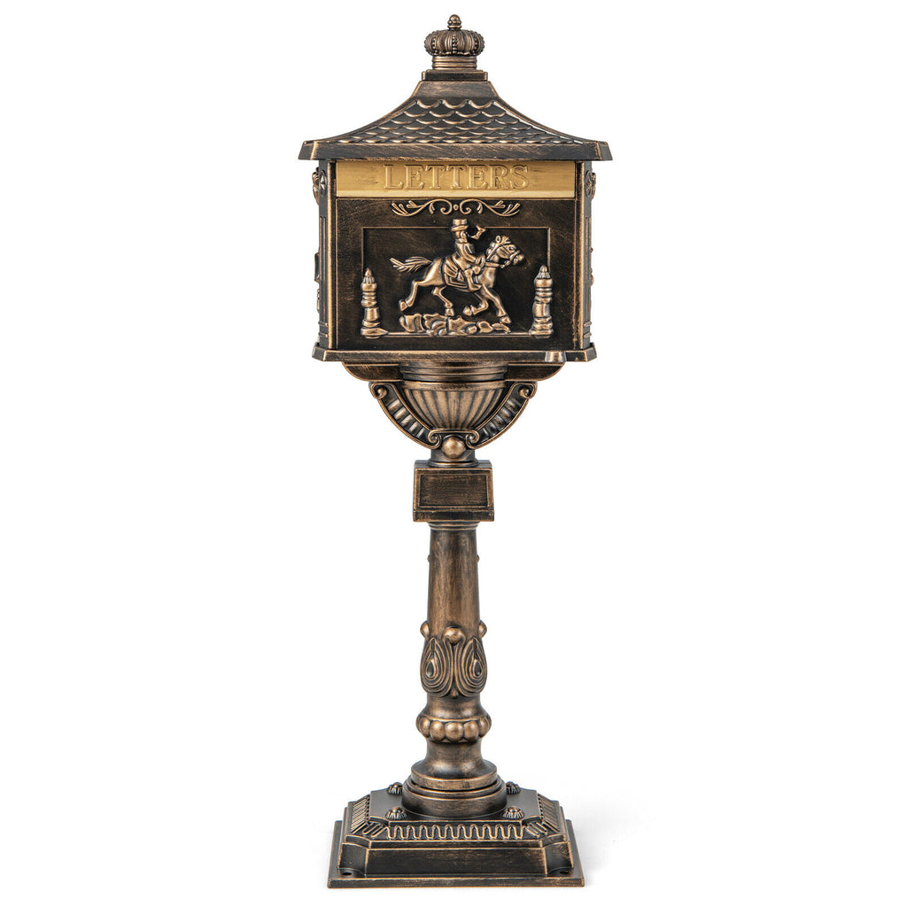 Bronze Retro Cast Aluminum Mailbox with Lockable Door & Baffle