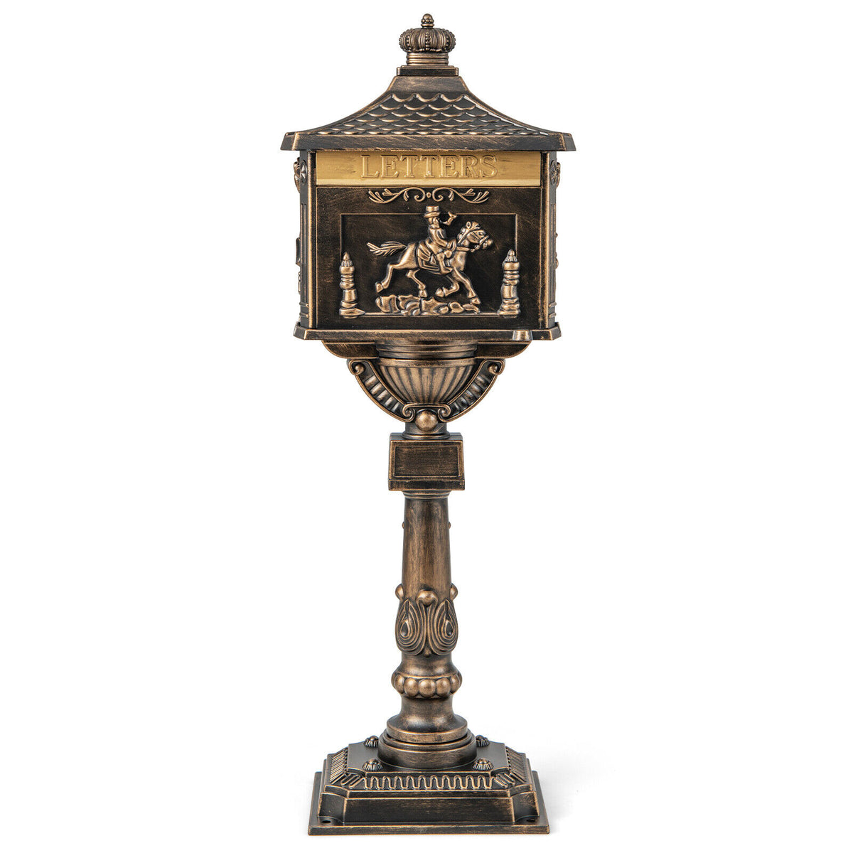 Bronze Retro Cast Aluminum Mailbox with Lockable Door & Baffle