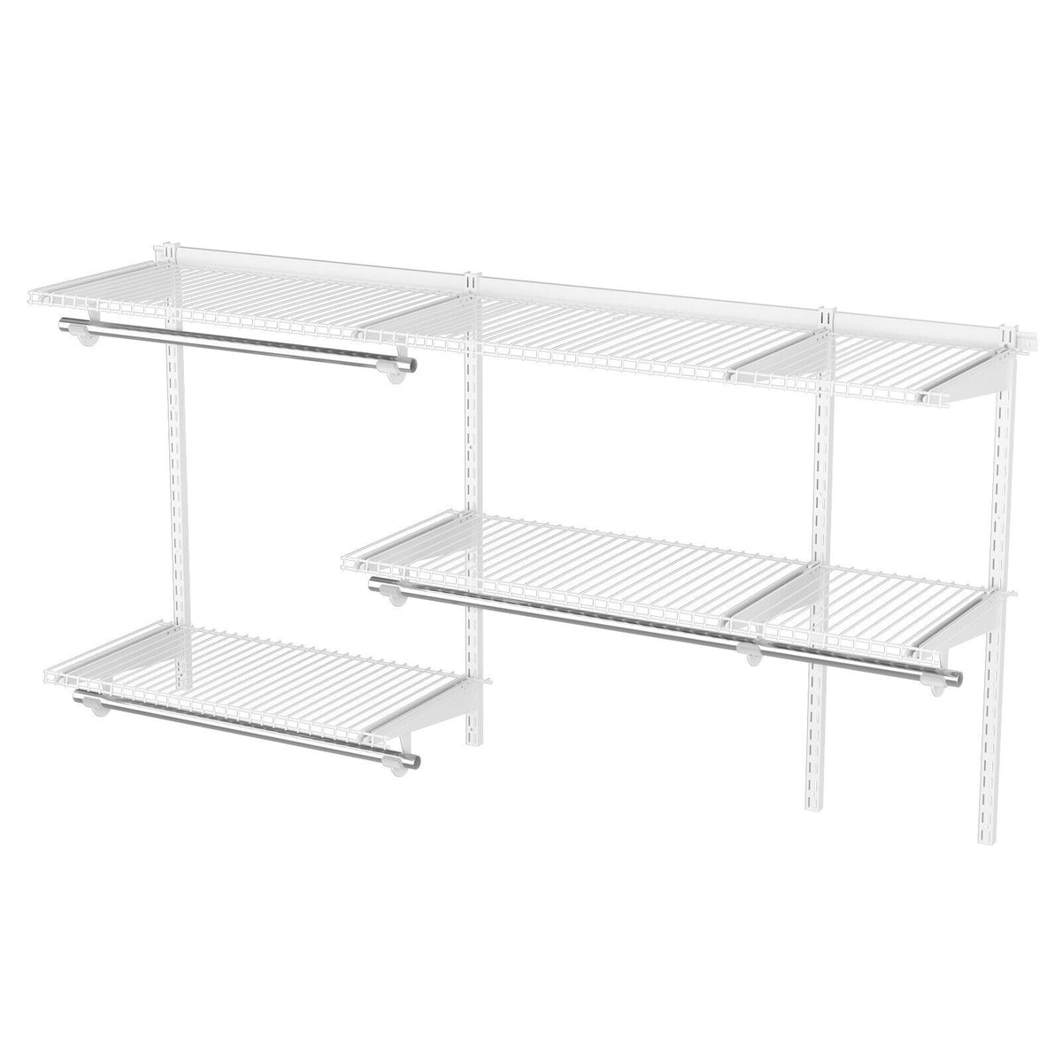 Closet Organizer System 3-5 Feet Wall-Mounted with Hang Rod, White
