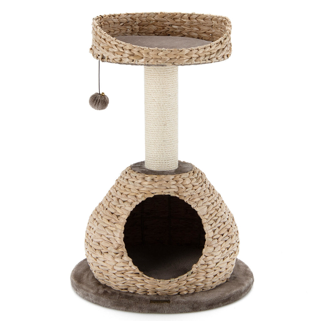 28-Inch Hand-Made Cat Tree Tower with Jump Platform - Coffee Variation