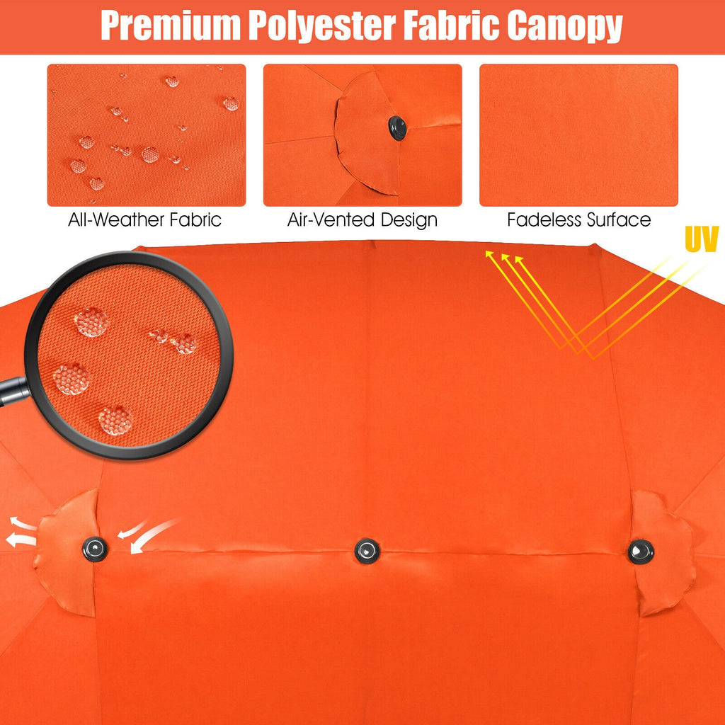 15 Feet Patio Double-Sided Umbrella with Hand-Crank System