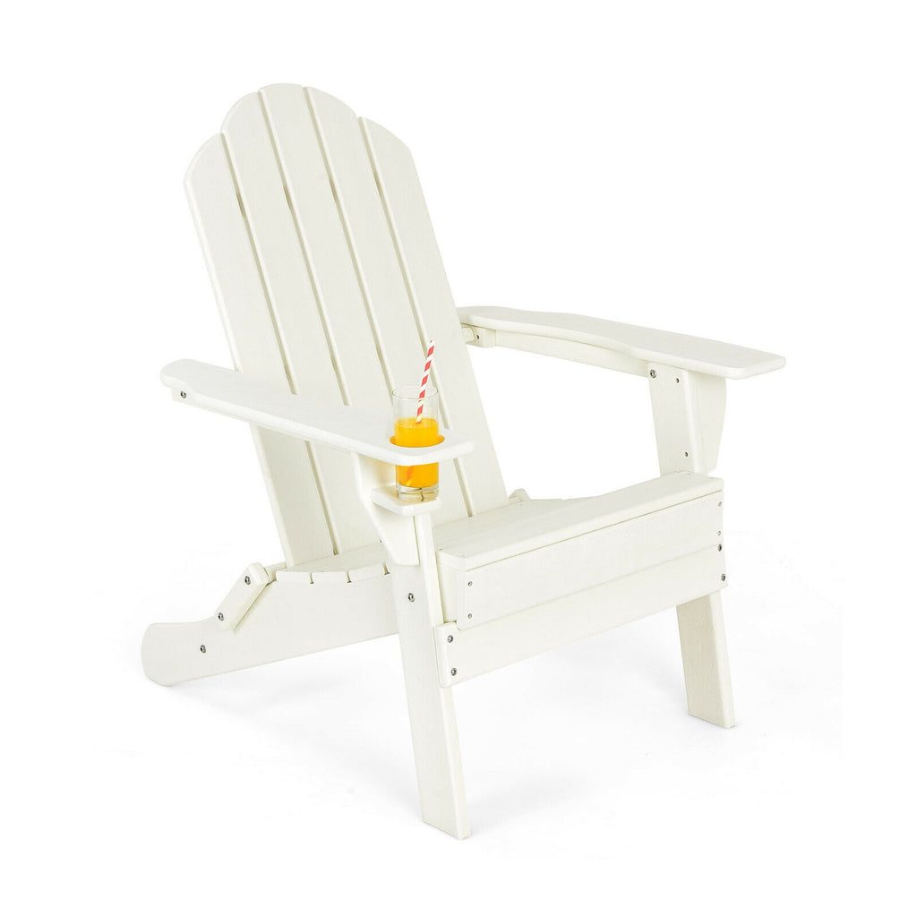 Foldable Weather Resistant Patio Chair with Built-in Cup Holder