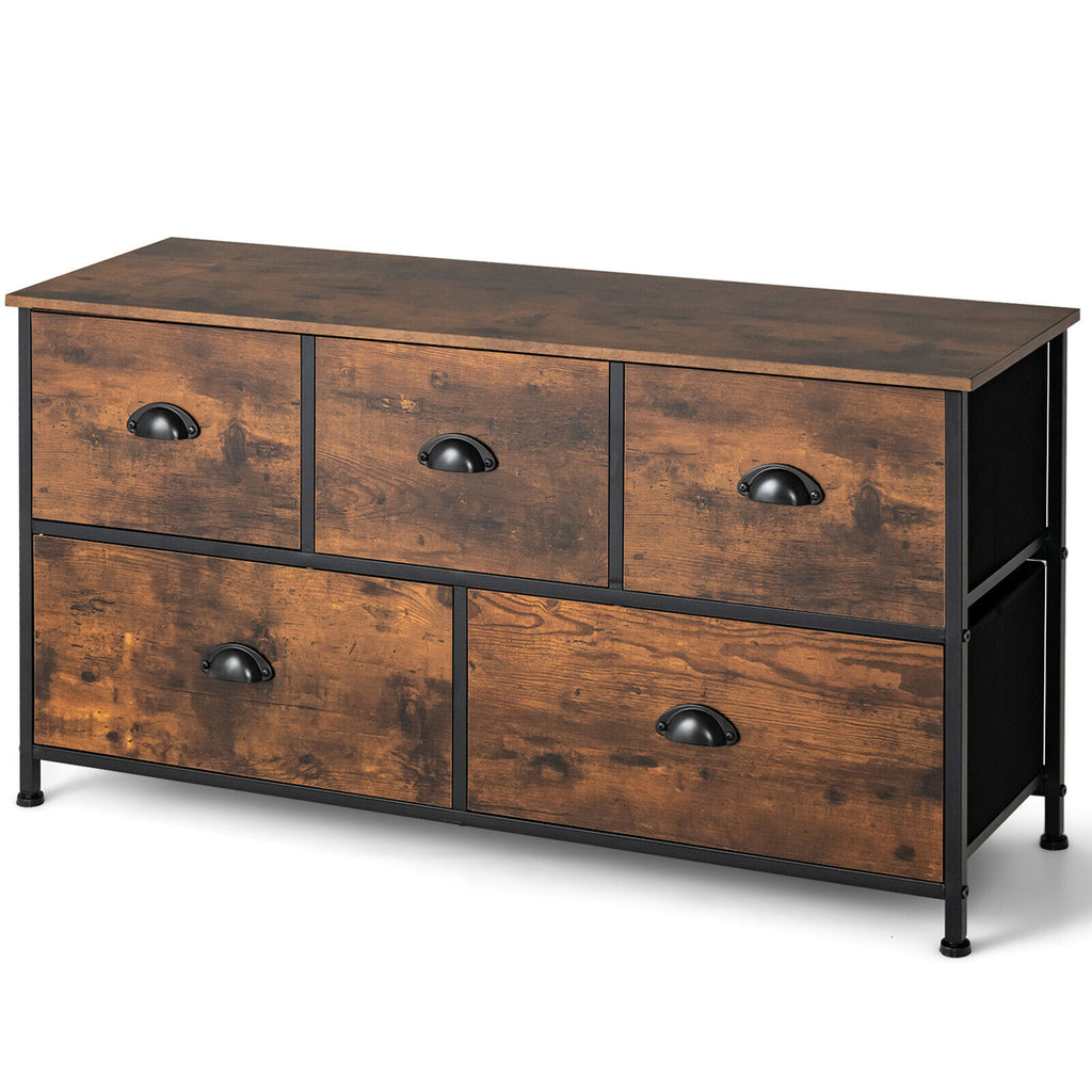5-Drawer Dresser Organizer with Wooden Top - Rustic Brown