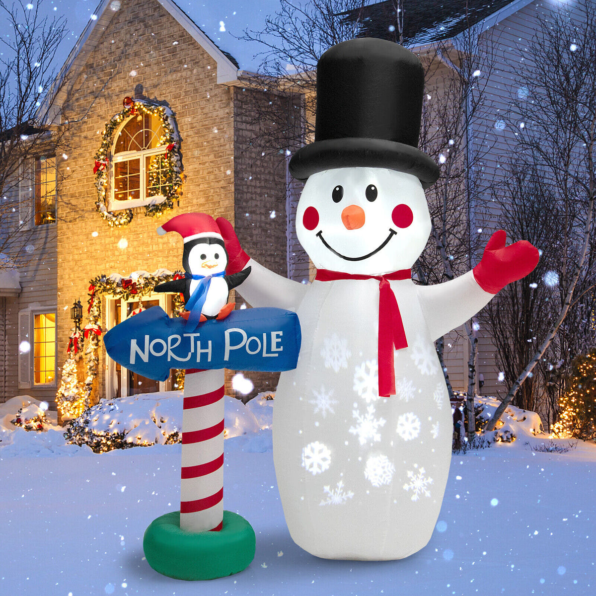6 Feet Inflatable Christmas Decoration with Snowflake Projector and Penguin Variation of THIS Listing
