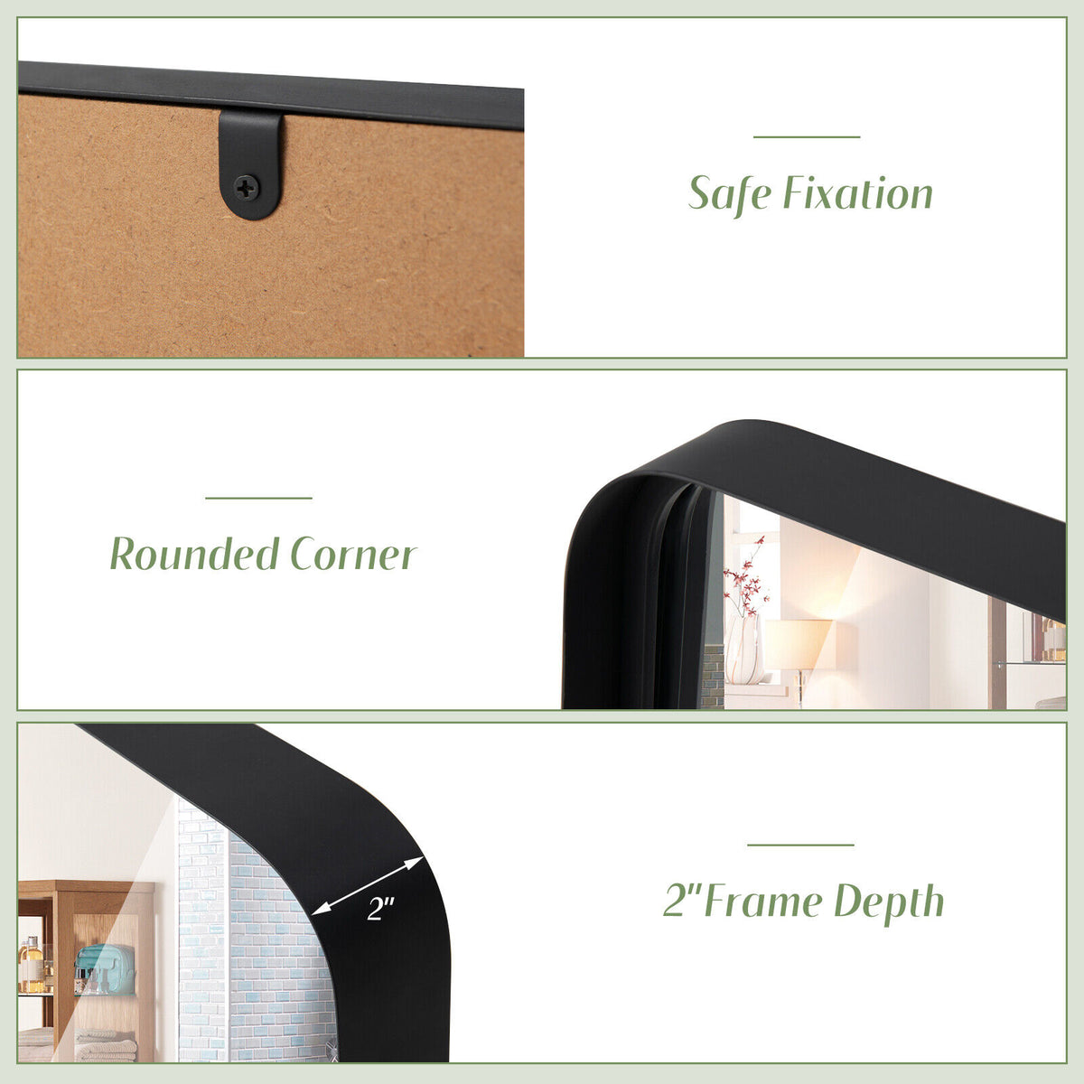 Rectangular Wall Mount Bathroom Mirror with Steel Frame - M Variation