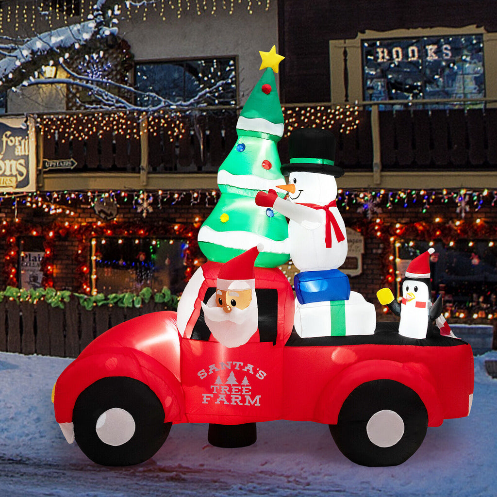 Inflatable Santa Claus Driving a Car with LED Lights & Air Blower - 8ft Christmas Decoration - Santa Car B Style