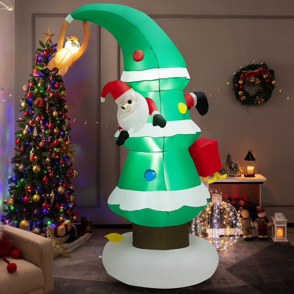 Inflatable Christmas Tree with Santa Claus - 8ft Holiday Decor with LED Lights - Variation: F Style