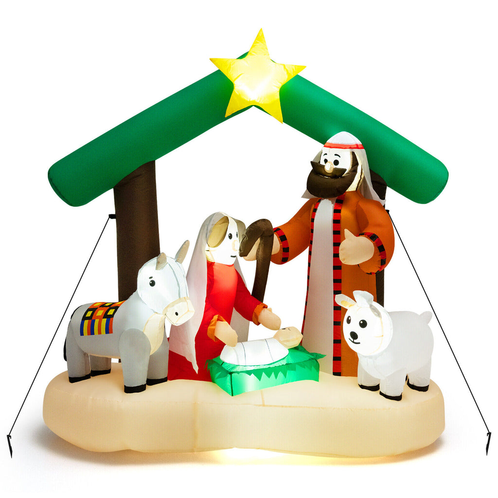 6.7 Feet Inflatable Nativity Scene with LED Lights for Christmas Yard Decor