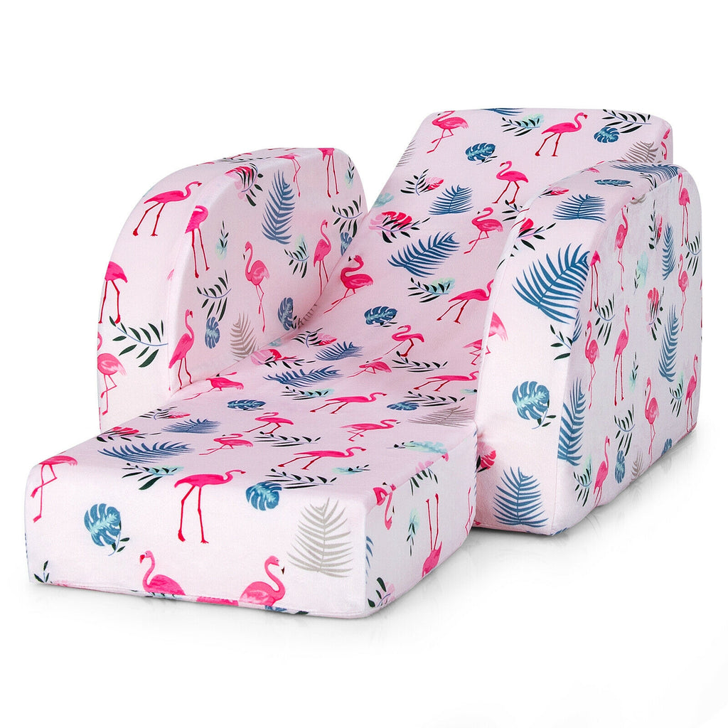 Pink 3-in-1 Convertible Kid Sofa Bed Lounger - Toddler Play & Rest Chair