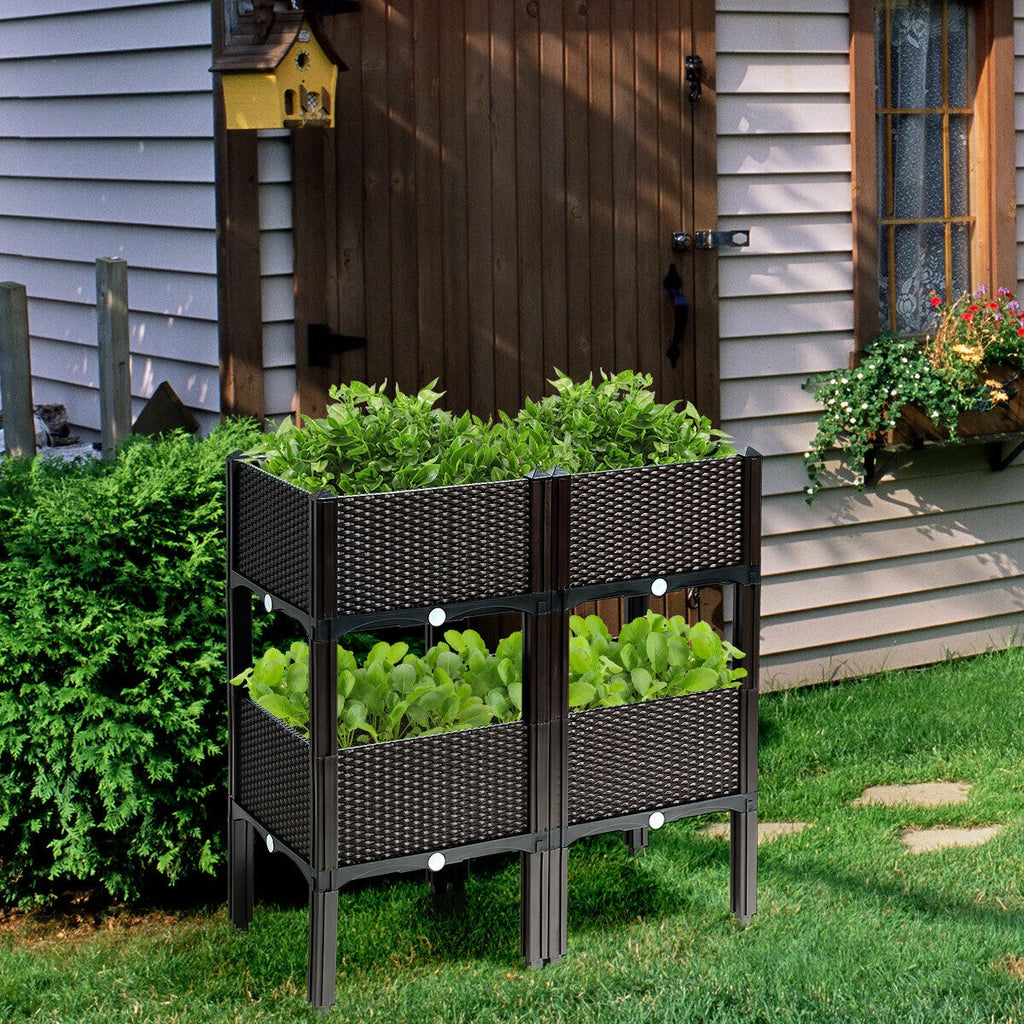 Elevated Garden Planter Box Set of 4 - Brown