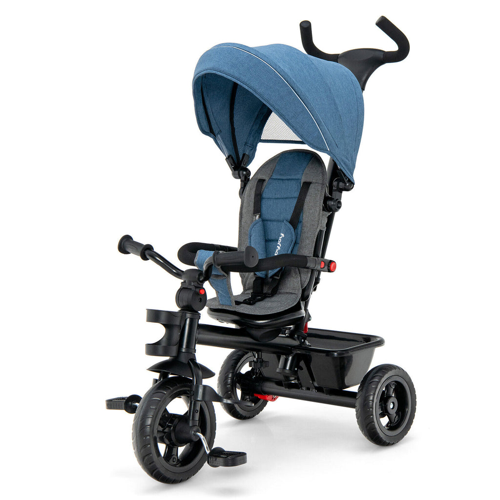 4-in-1 Baby Tricycle Toddler Trike with Reversible Seat & Blue Variation