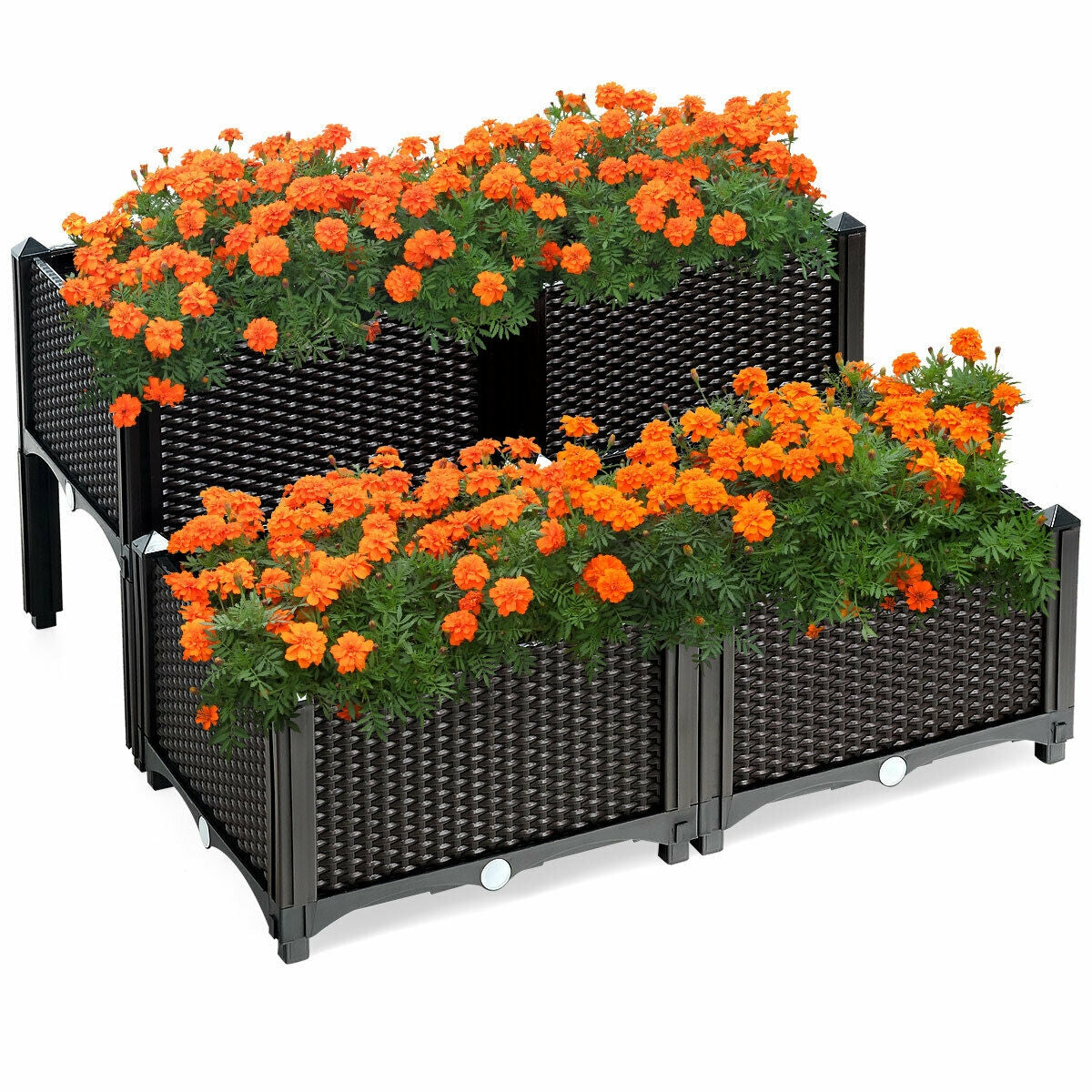 Elevated Garden Planter Box Set of 4 - Brown