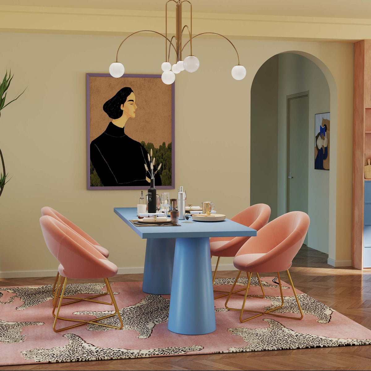 4-Piece Velvet Dining Chairs & Adjustable Bar Stools Set
