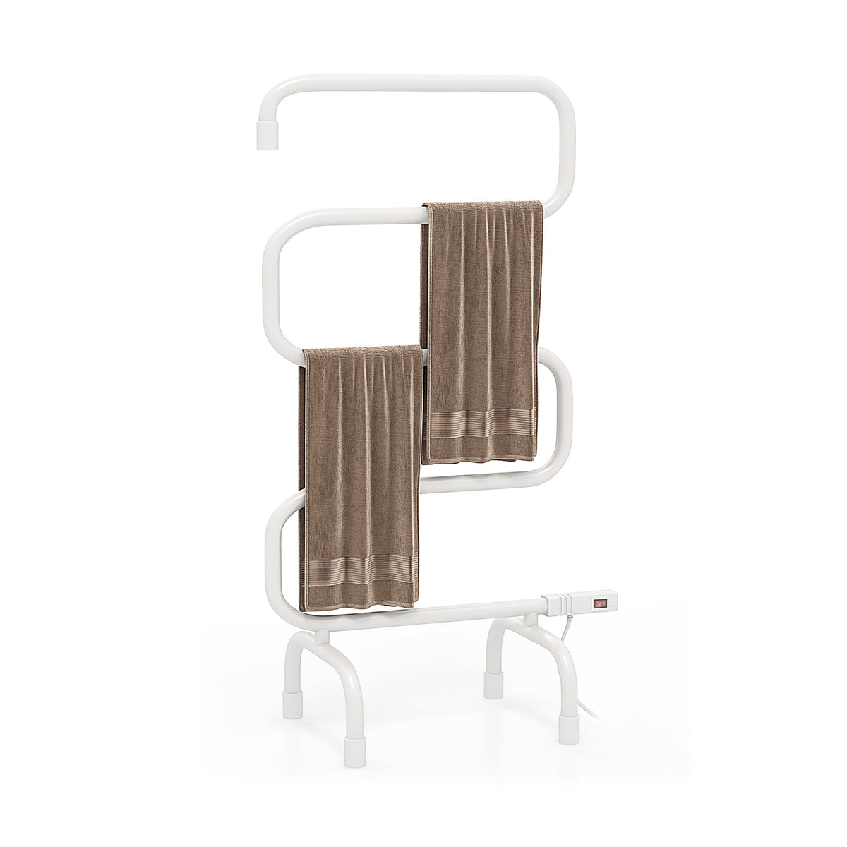 Teak Wood Towel Rack with Storage Shelf - 5 Bars