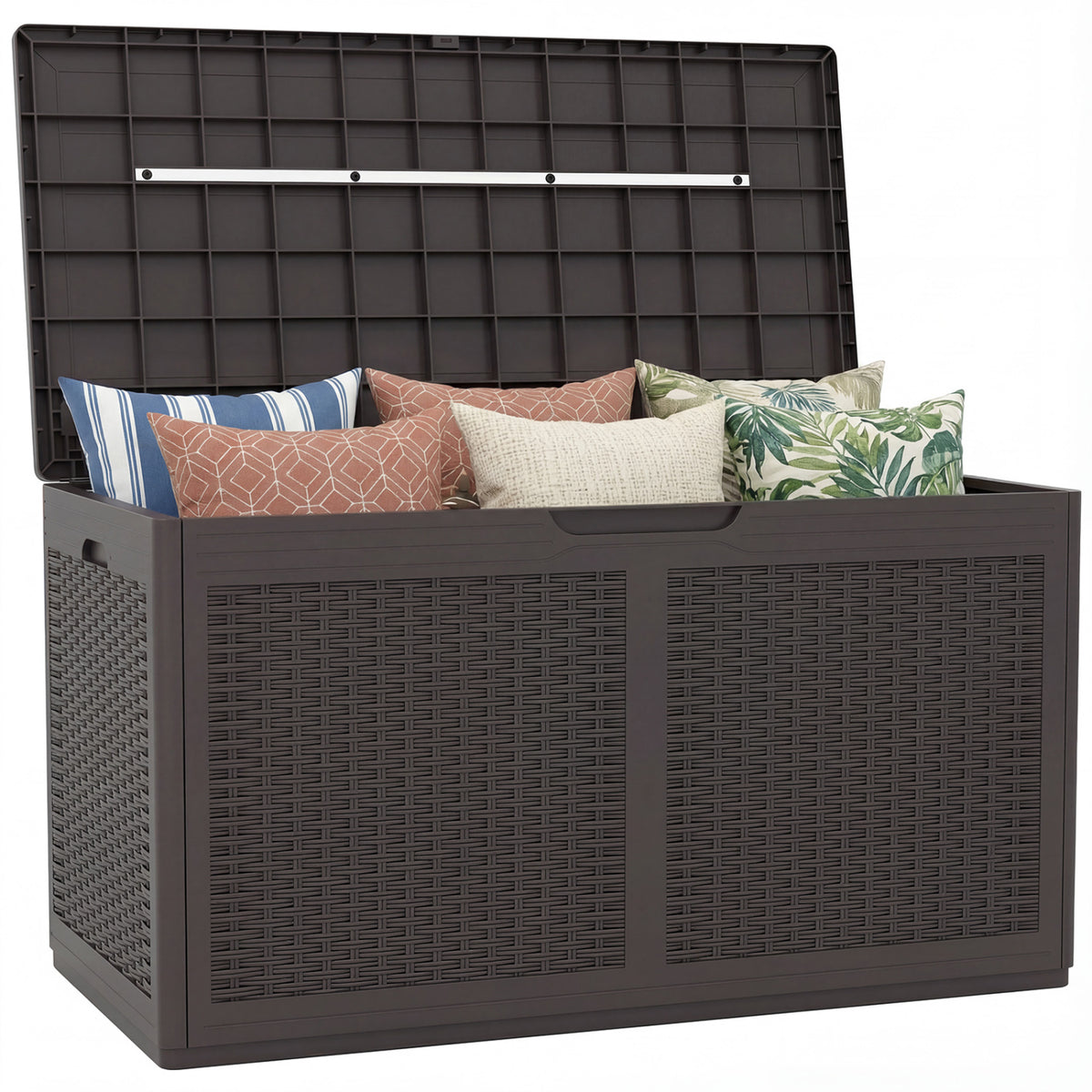 100 Gallon Outdoor Storage Bench Waterproof Deck Box - Brown