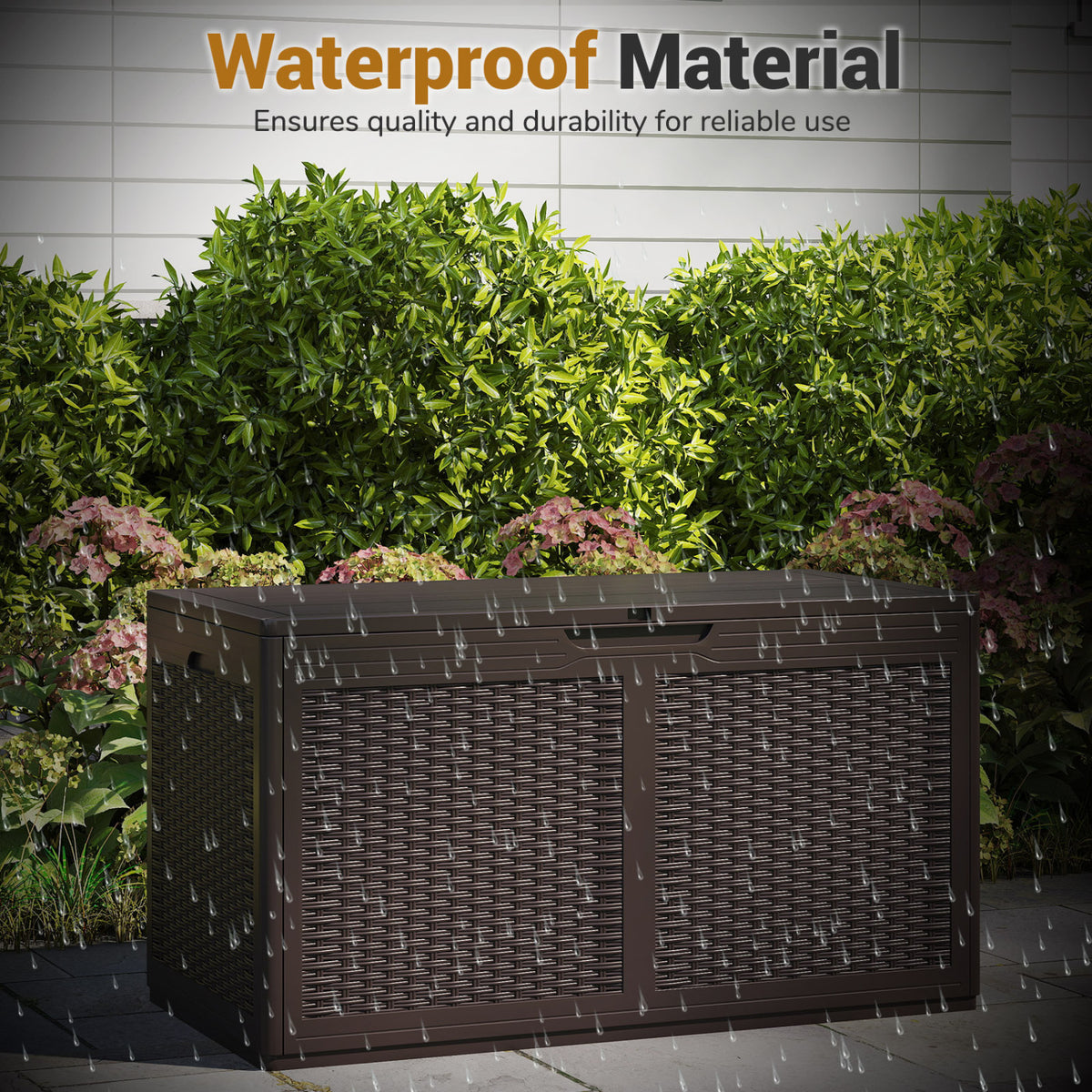 100 Gallon Outdoor Storage Bench Waterproof Deck Box - Brown