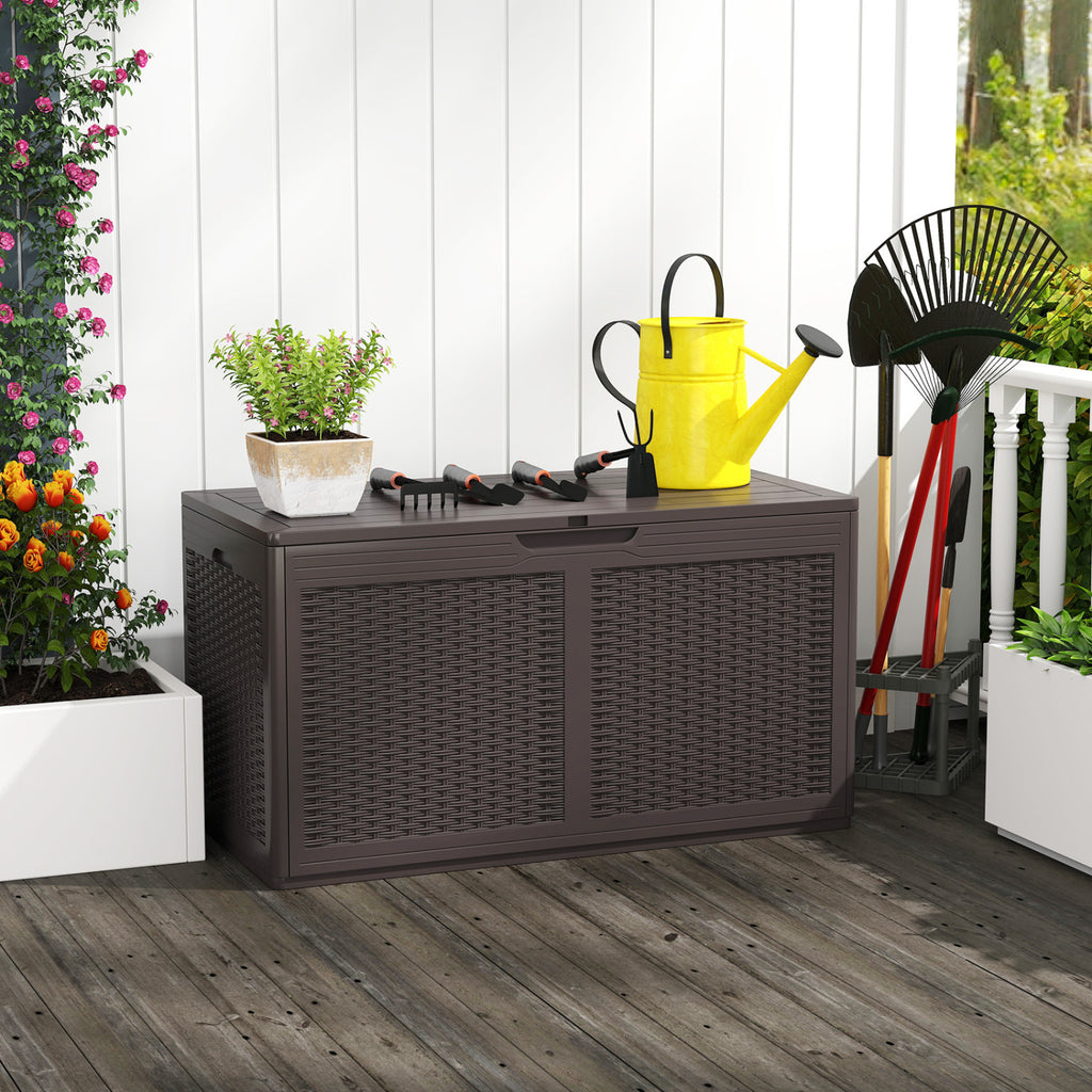 100 Gallon Outdoor Storage Bench Waterproof Deck Box - Brown