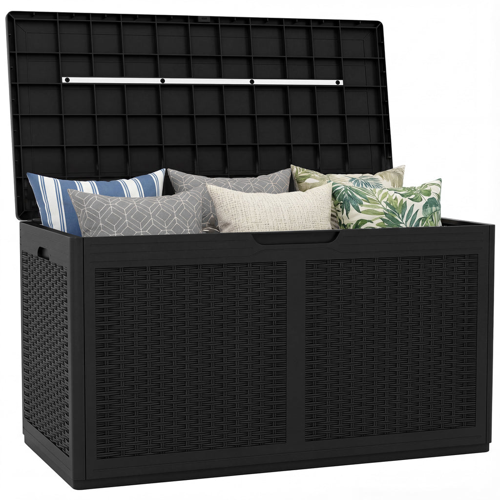 100 Gallon Outdoor Storage Bench Waterproof Deck Box - Brown