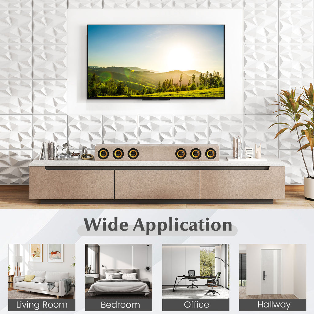 White 3D Wall Panels 12x12 Inch PVC Interior Wall Decor - 100 Pack with Diamond Accent - Variation of THIS listing