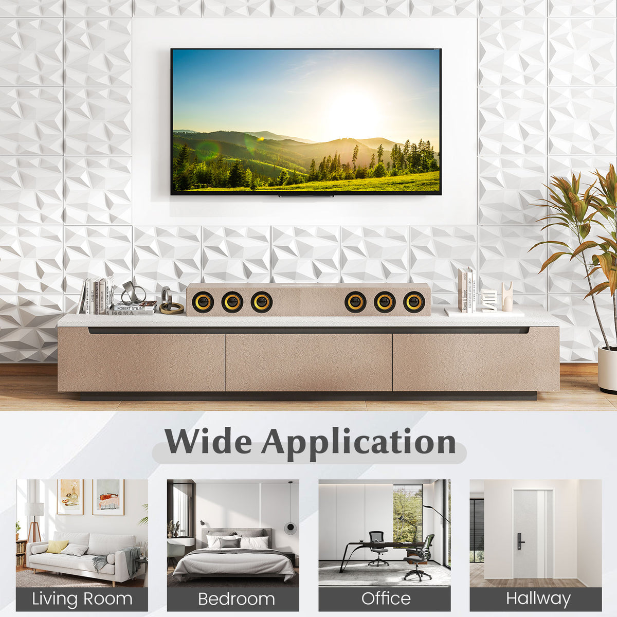 White 3D Wall Panels 12x12 Inch PVC Interior Wall Decor - 100 Pack with Diamond Accent - Variation of THIS listing
