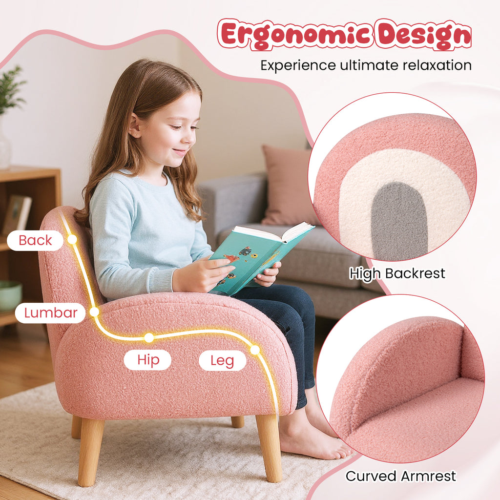 Kids Armchair Pink with Comfy Backrest & Armrests - Costway