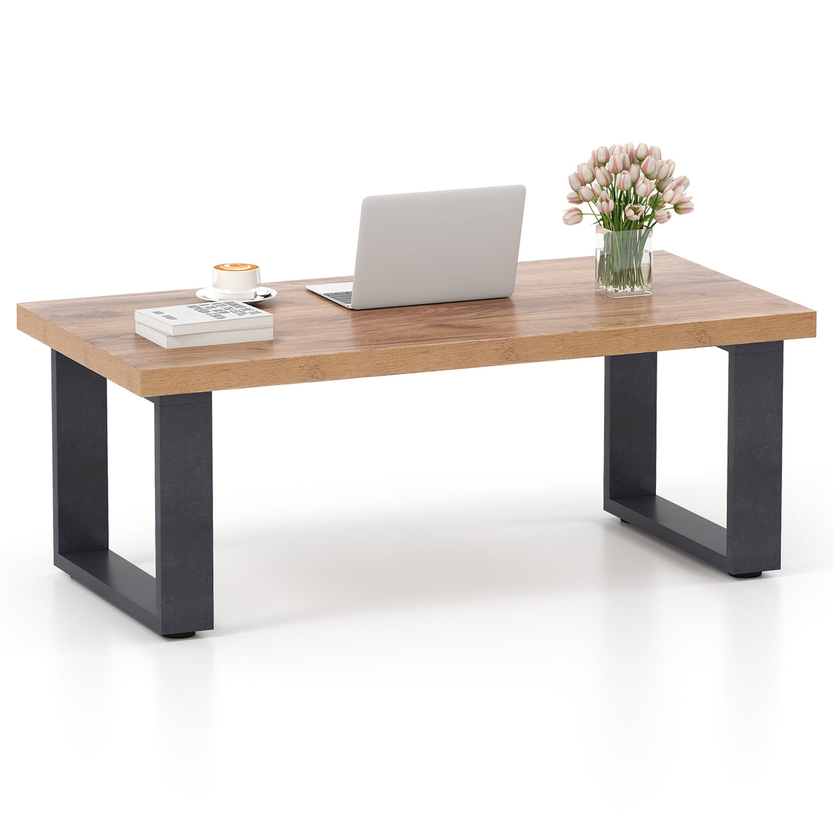 47" Farmhouse Coffee Table with Thickened Tabletop - Oak