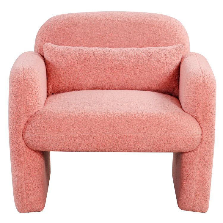 Modern Accent Chair & Side Table Set - Sherpa & Marble