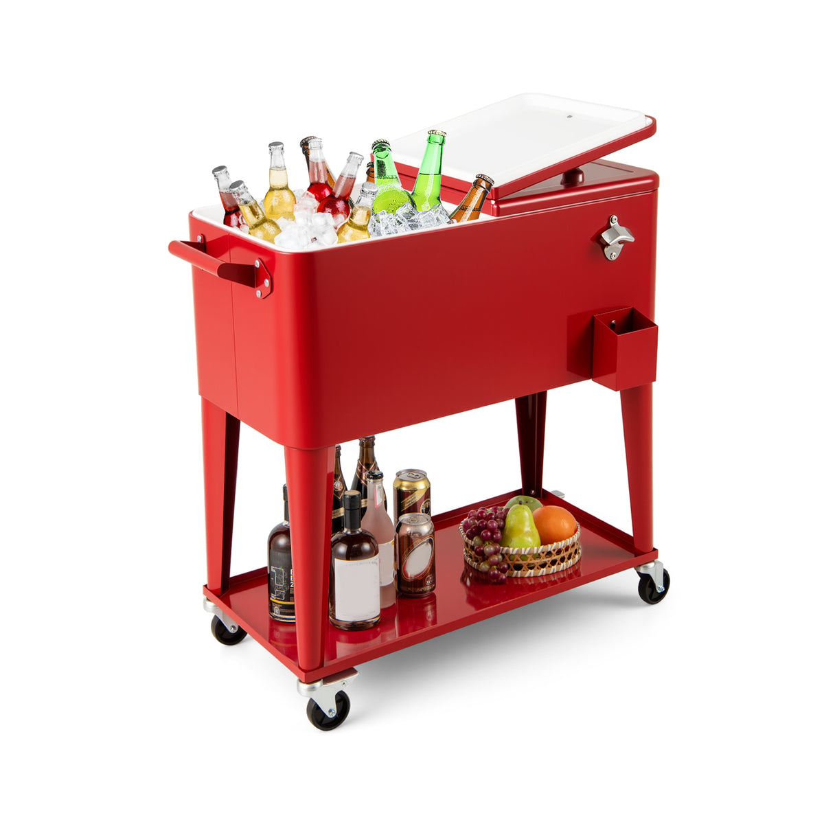 80-Quart Portable Patio Cooler with Storage Shelf - Gray