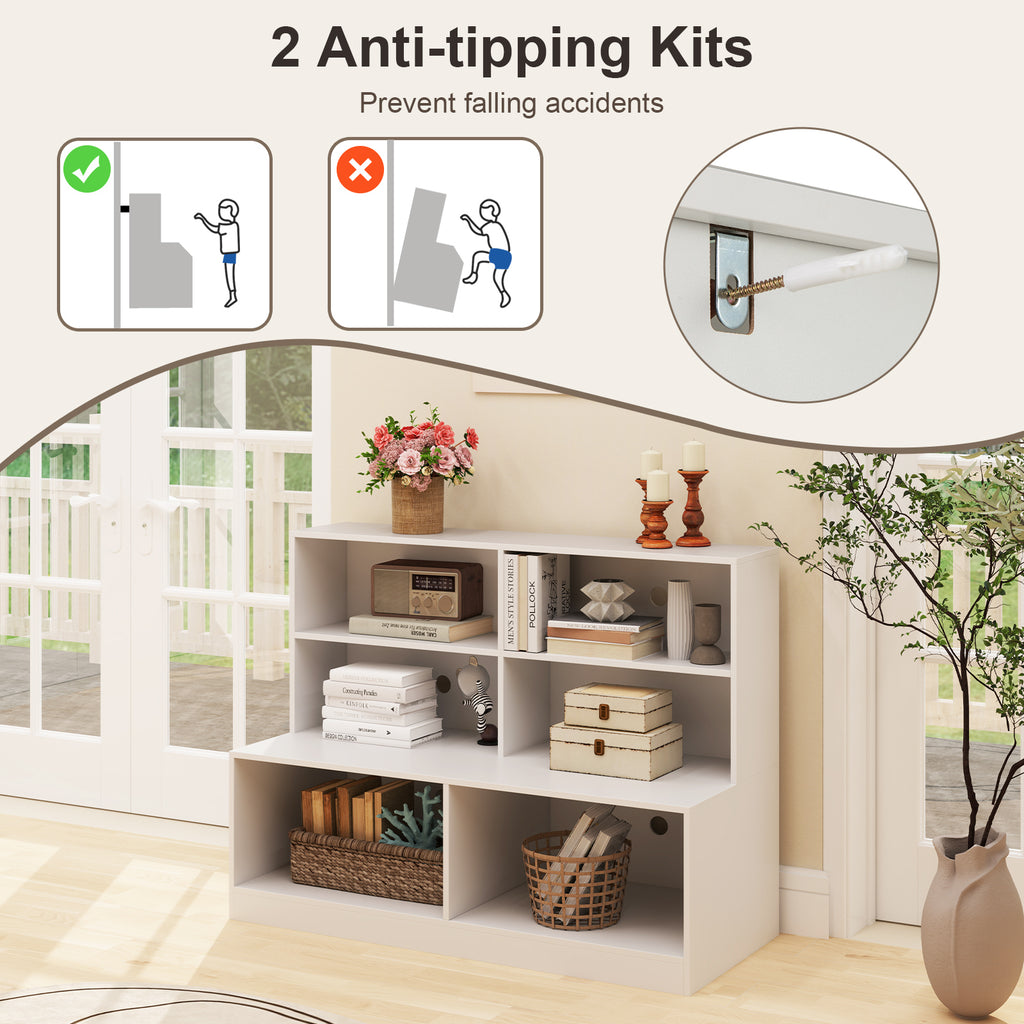 Entryway Shoe Cabinet with Bench Seat & Anti-Tipping Kits - White