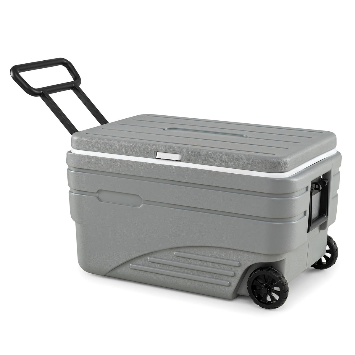 103 Quart Outdoor Portable Wheeled Ice Cooler with Foldable Pull and