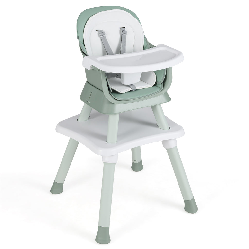 Green 8-in-1 Convertible Baby High Chair with Adjustable Removable Tray