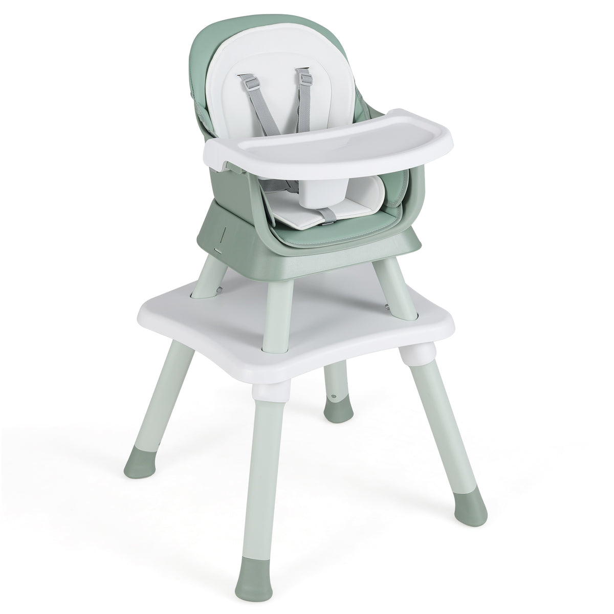 Green 8-in-1 Convertible Baby High Chair with Adjustable Removable Tray