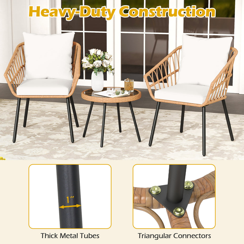 3 Piece Patio Bistro Set - Beige