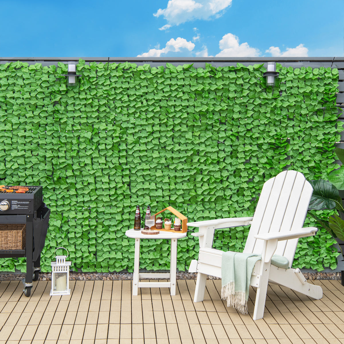 Artificial Ivy Privacy Fence 118x39 Inch Faux Hedge for Garden & Outdoor - 1 Piece