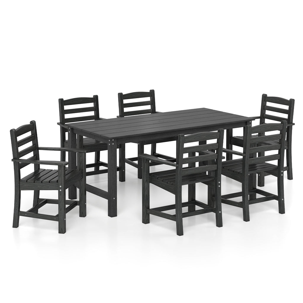 Outdoor Dining Set 6-Piece with Table, 5 Chairs & Bench, Gray