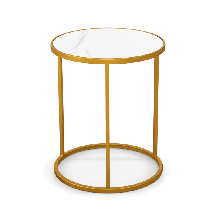 Modern Accent Chair & Side Table Set - Sherpa & Marble